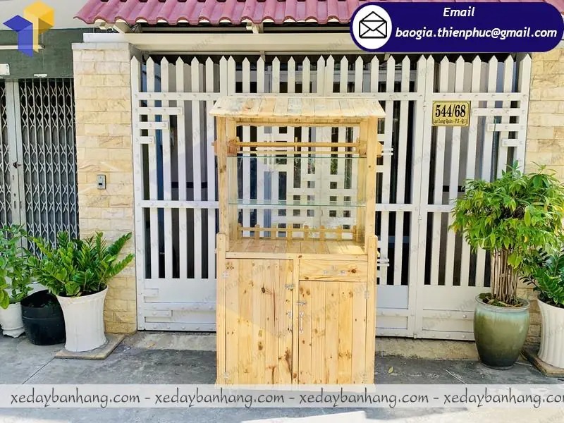 gia công xe bán bánh mì chả cá đẹp