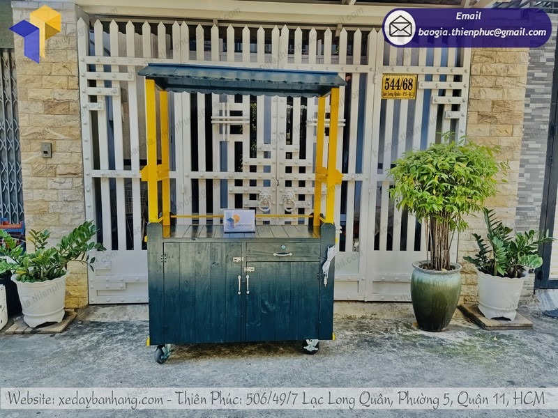 gia công xe bán cà phê bằng gỗ