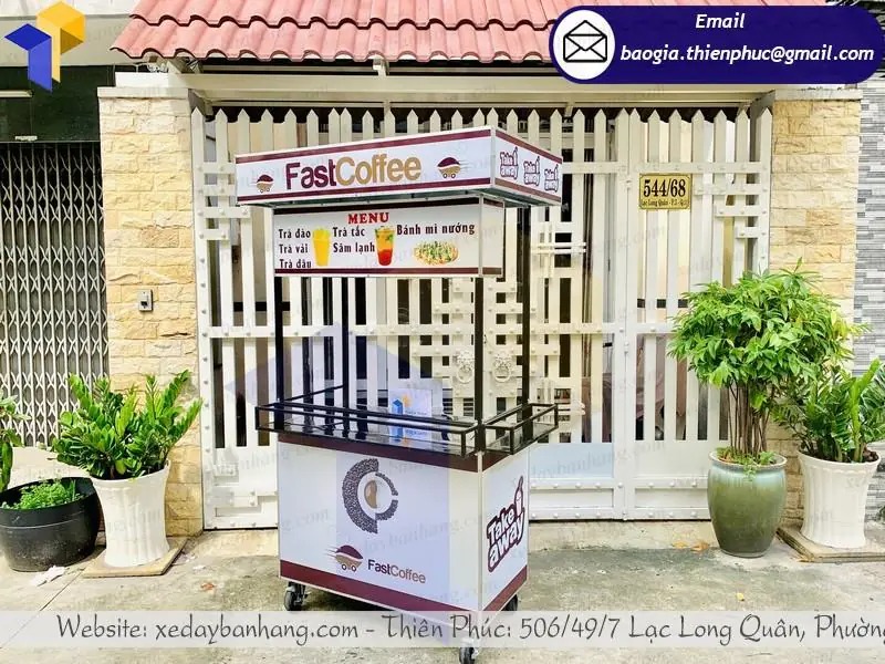 gia công xe bán cafe vỉa hè inox