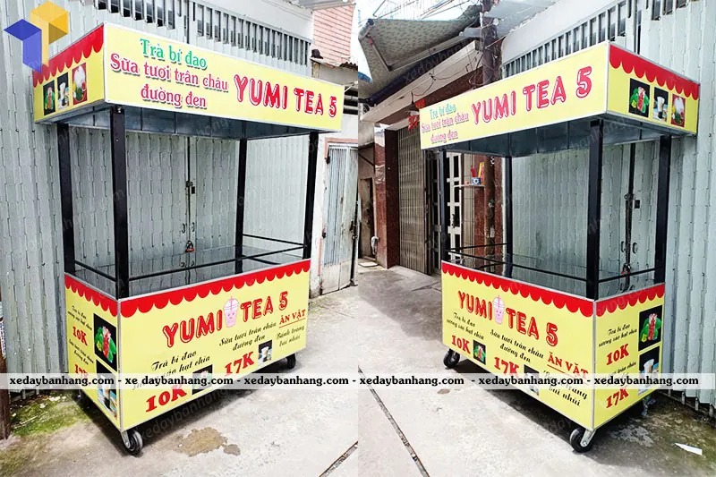 gia công xe bán trà bí đao hạt chia