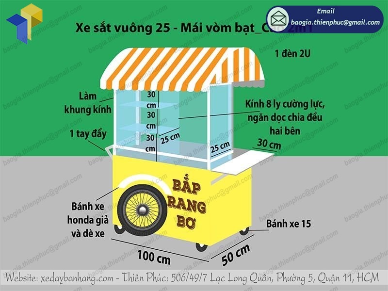 gia công xe bắp rang bơ bằng inox