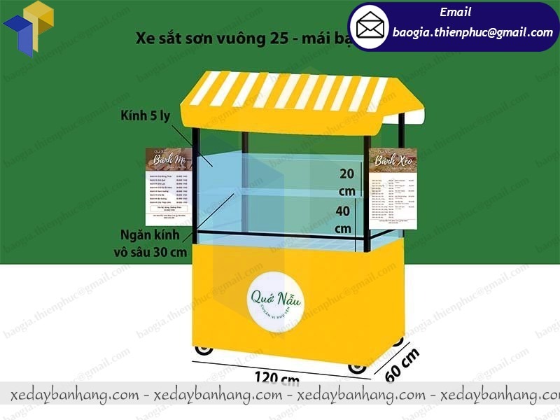 gia công xe đẩy bán cá viên chiên