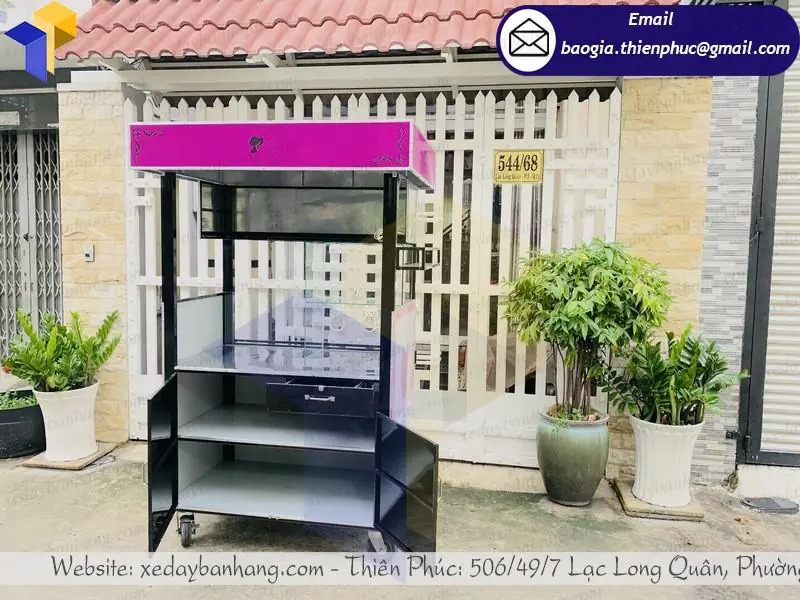 gia công xe đẩy bán cafe bằng inox