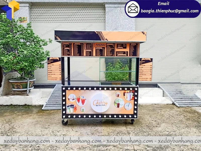 gia công xe đẩy bán trà sữa sinh tố