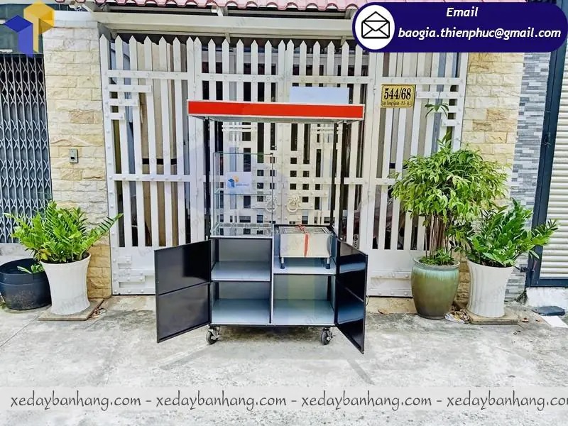 gia công xe đẩy bán xôi bánh mì