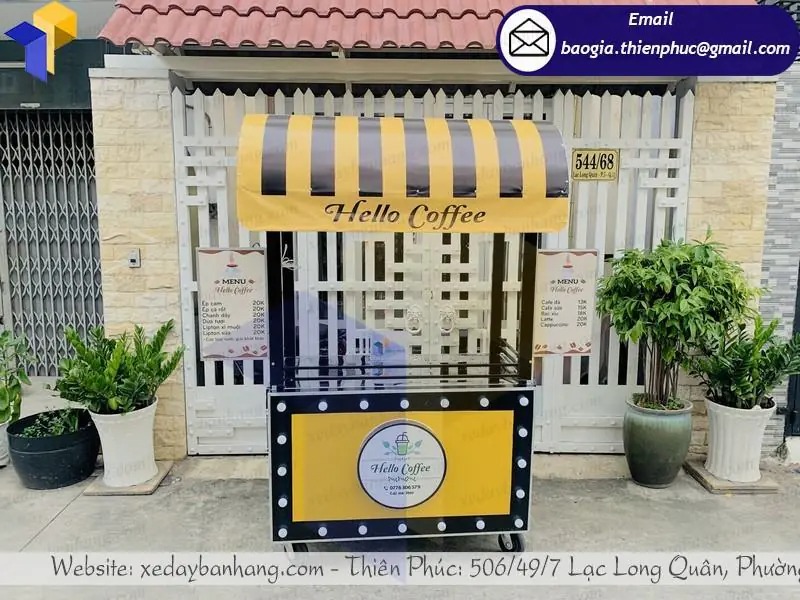 xe đẩy inox bán cafe