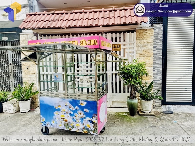 gia công xe đẩy inox bán đồ ăn vặt