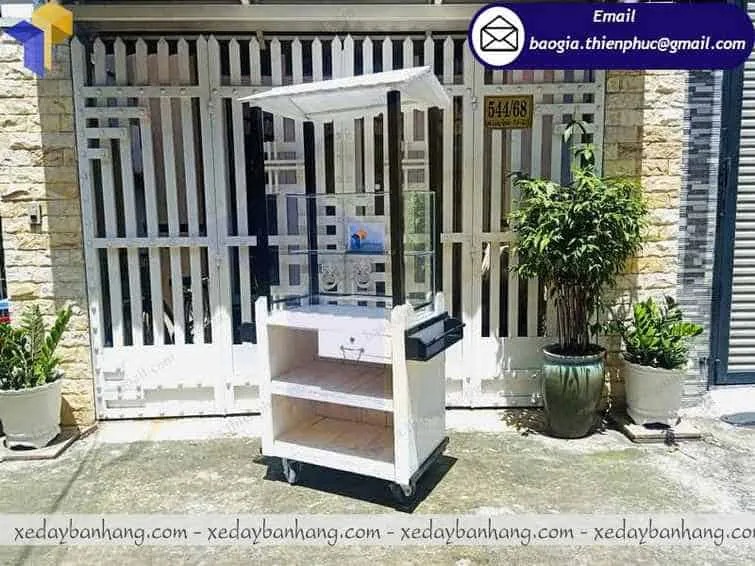 gia công xe gỗ bán trà sữa take away