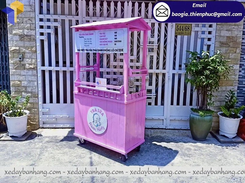 hình ảnh tủ bán trà sữa bằng gỗ
