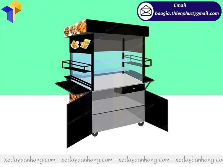 hình ảnh tủ bán xiên que vỉa hè