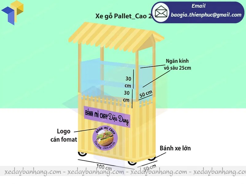 hình ảnh xe bán bánh mì chay bằng gỗ