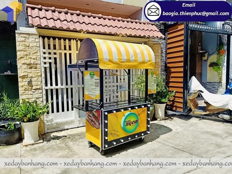 hình ảnh xe bánh mì hamburger inox