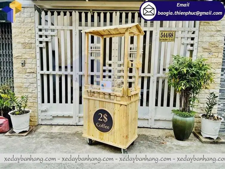 hình ảnh xe cafe take away bằng gỗ