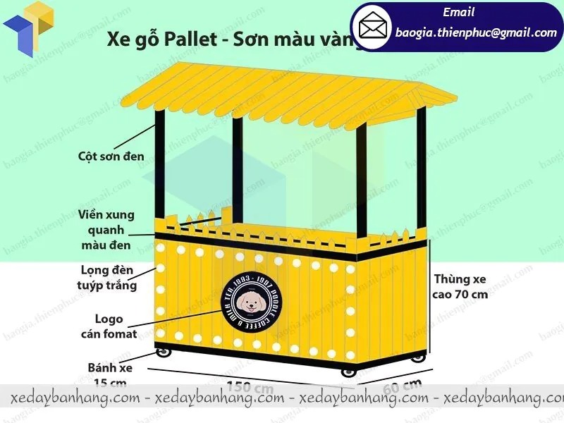 hình ảnh xe đẩy bán cafe bằng gỗ