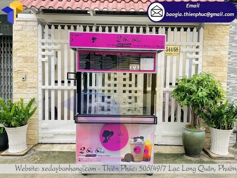 hình ảnh xe đẩy bán cafe bằng inox