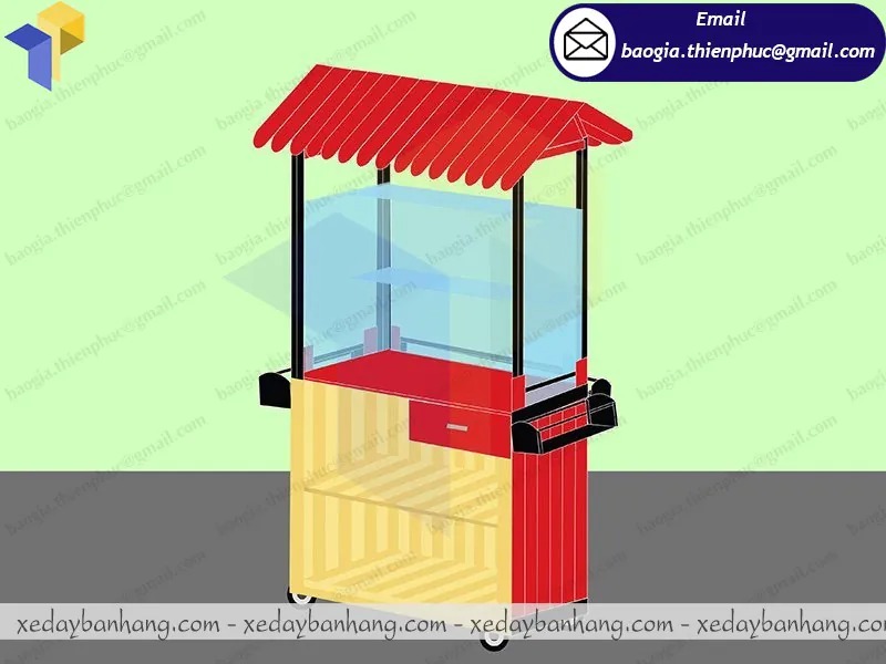 hình ảnh xe gỗ bán cà phê vỉa hè