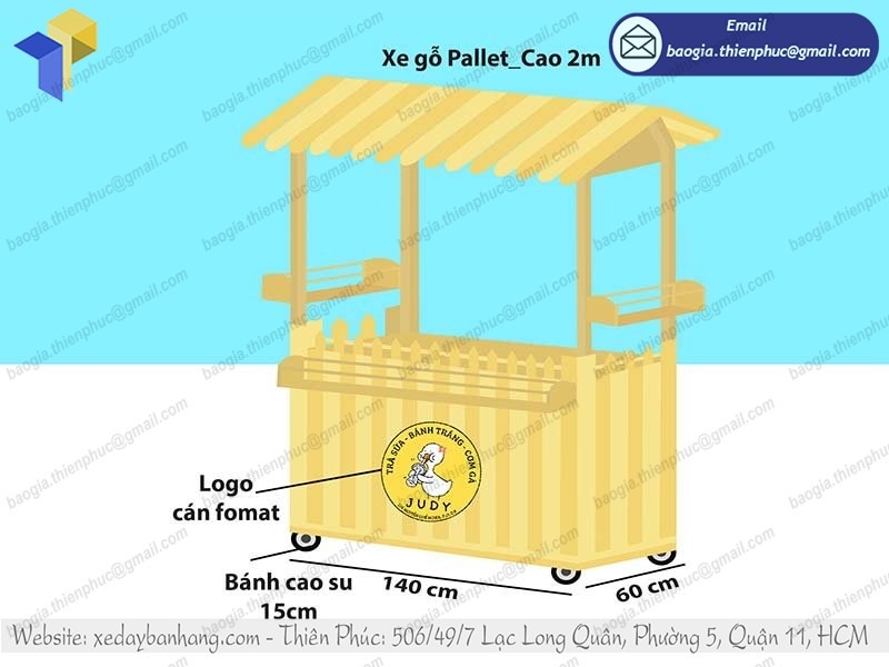 hình ảnh xe trà sữa bằng gỗ