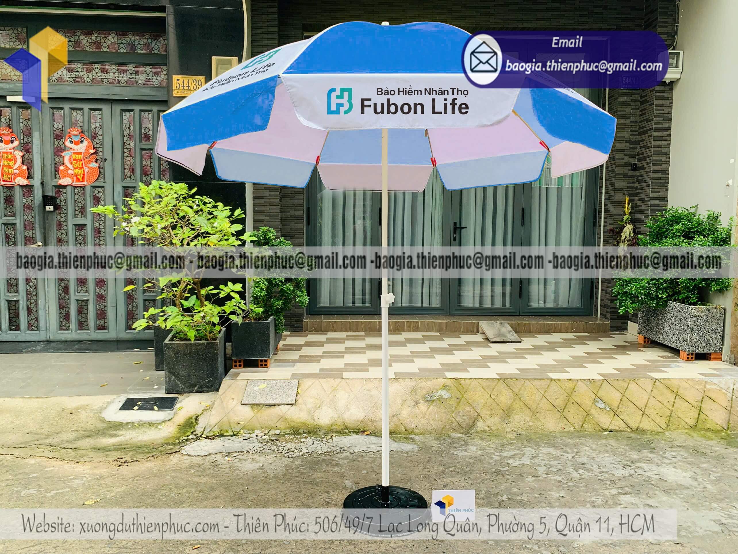 In dù tròn quảng cáo ngoài trời chịu gió chất lượng tại tphcm cho quán ăn quán cafe