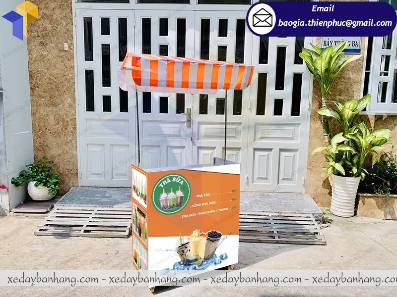 mẫu booth lắp ráp bán trà sữa mang đi đẹp