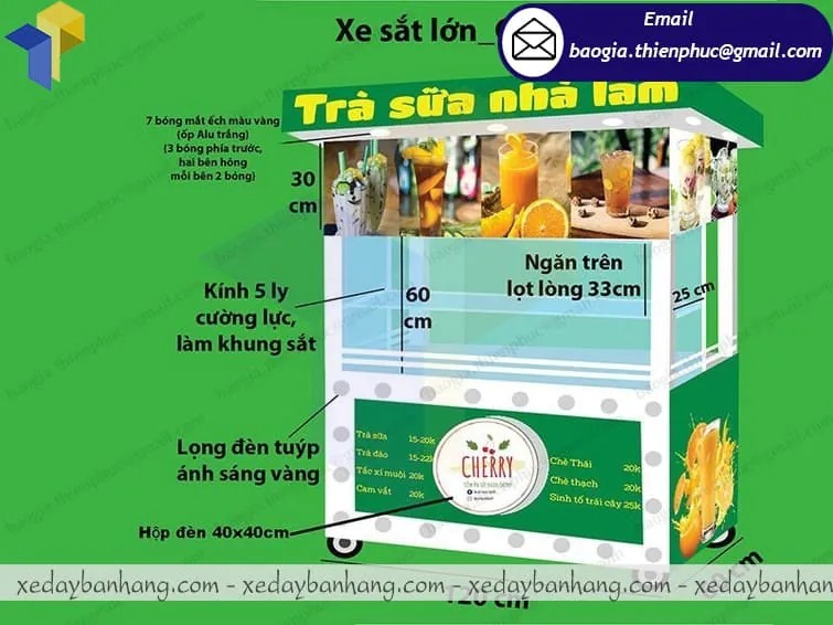 mẫu quầy bán trà sữa vỉa hè đẹp