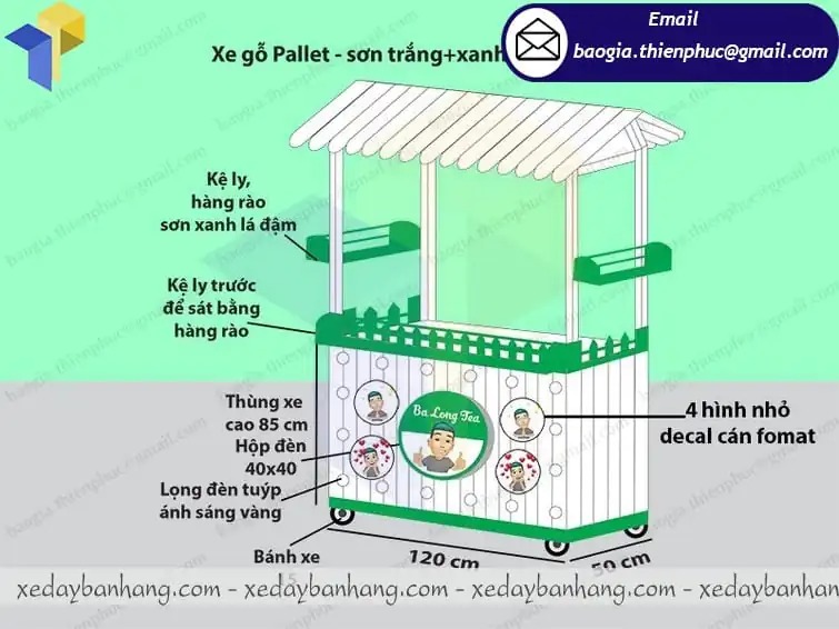 mẫu quầy xe bán trà sữa mang đi đẹp