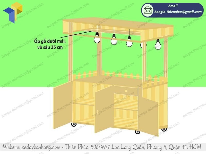 mẫu tủ gỗ bán cá viên chiên đẹp