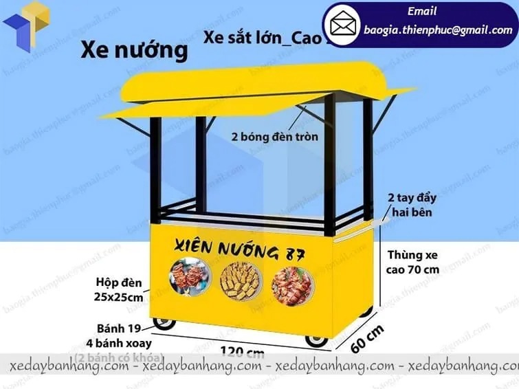mẫu xe bán xiên que nướng đẹp