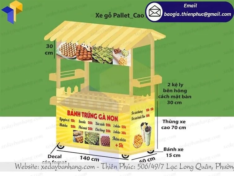 mẫu xe đẩy bán bánh trứng gà non đẹp