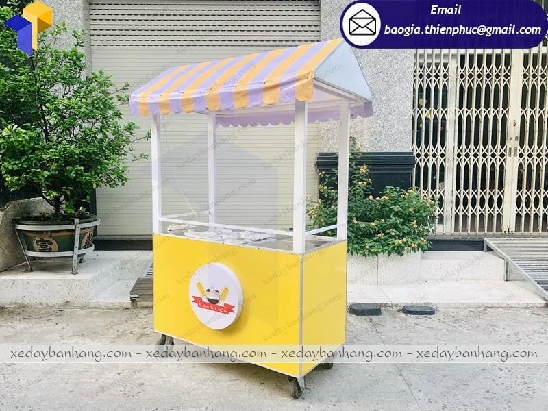 mẫu xe đẩy bán kem dạo inox đẹp