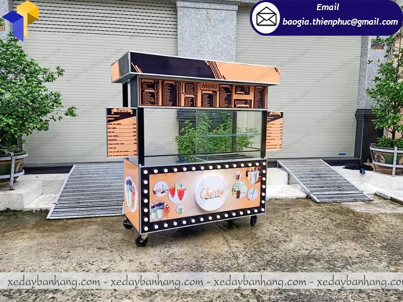 mẫu xe đẩy bán trà sữa sinh tố đẹp