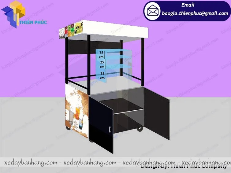 mẫu xe đẩy bán trà sữa vỉa hè đẹp