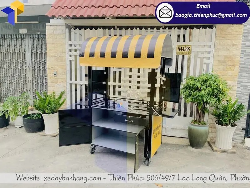 mẫu xe đẩy inox bán cafe đẹp
