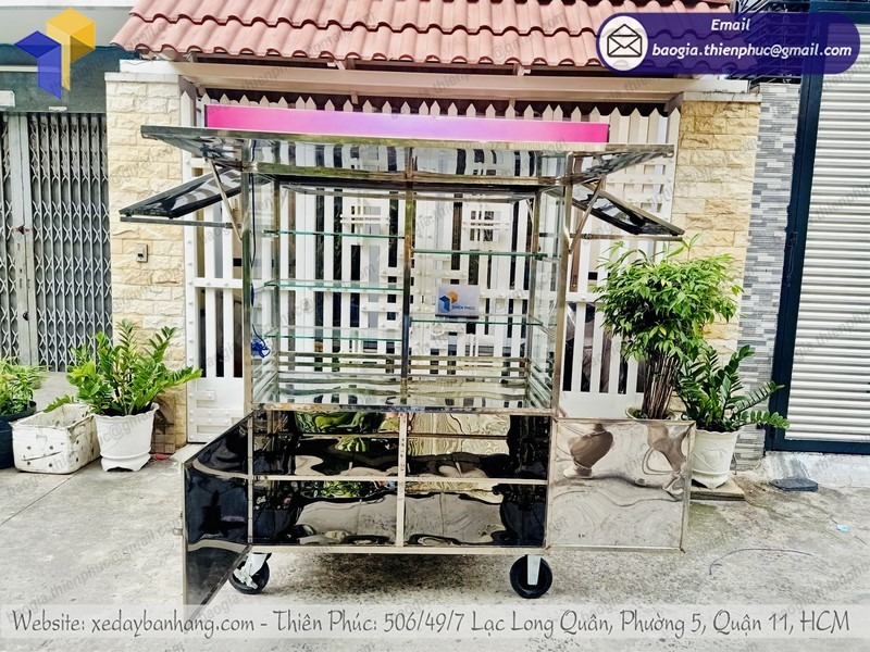 mẫu xe đẩy inox bán đồ ăn vặt đẹp