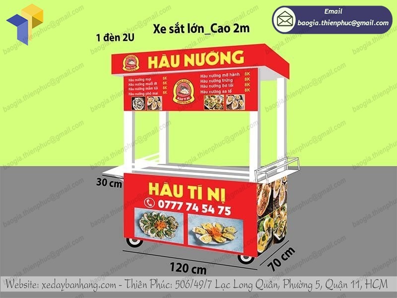 mẫu xe inox bán đồ nướng đẹp