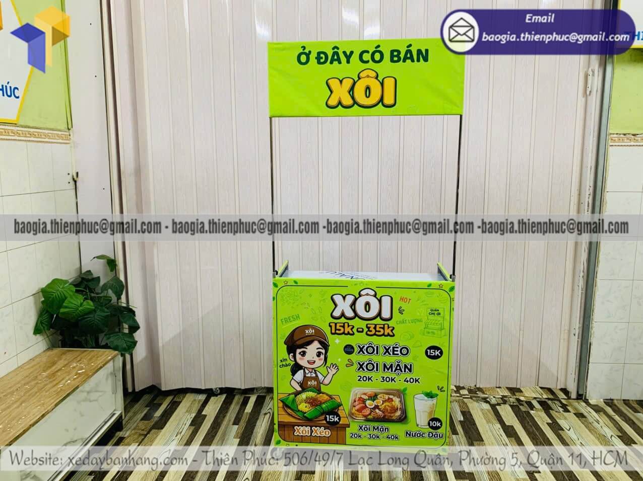 Mẫu xe lắp ráp bán xôi xếp gọn khung sắt ốp bạt