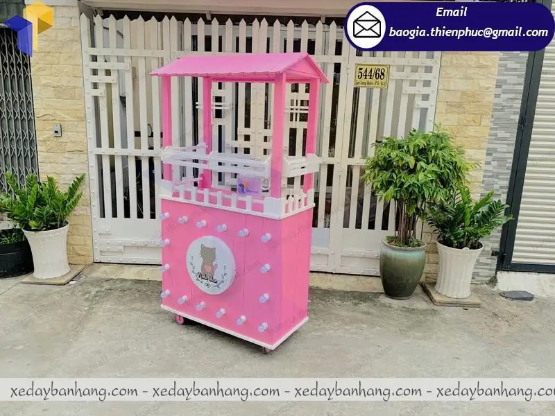 mẫu xe trà sữa có khay topping đẹp