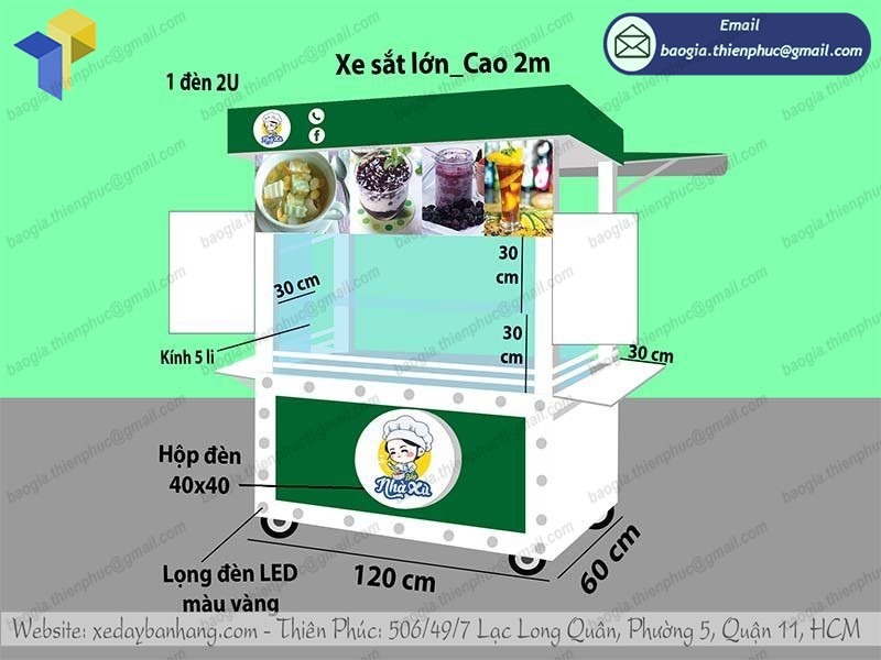 mô hình xe bán chè inox