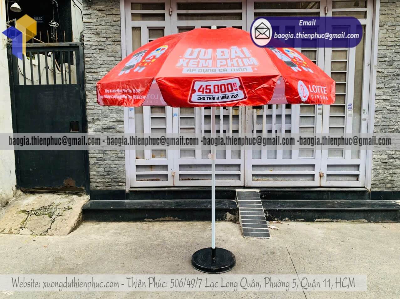 Nơi in ô dù tròn quảng cáo ngoài trời theo yêu cầu