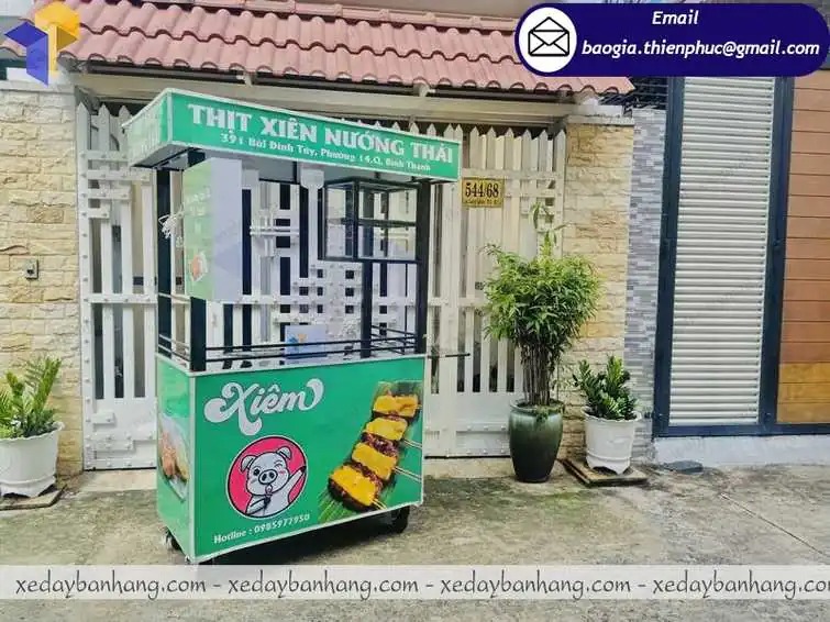 quầy bán xiên que vỉa hè bằng inox