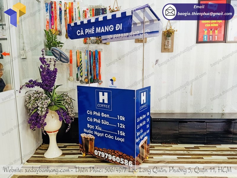 quầy gấp gọn bán café rang xay đẹp