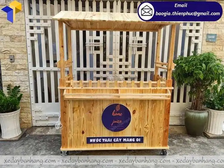 quầy gỗ bán trà sữa