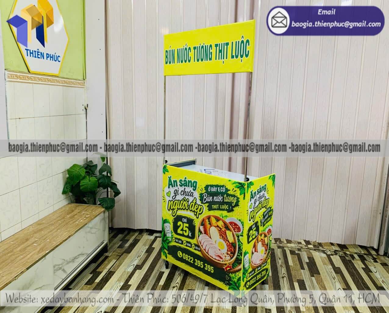 Quầy lắp ráp bán bún nước tương xếp mở di động gia công logo tên quán theo brand