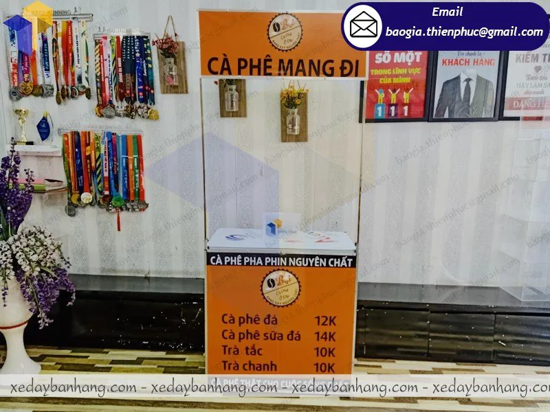 quầy sampling sắt bán cafe