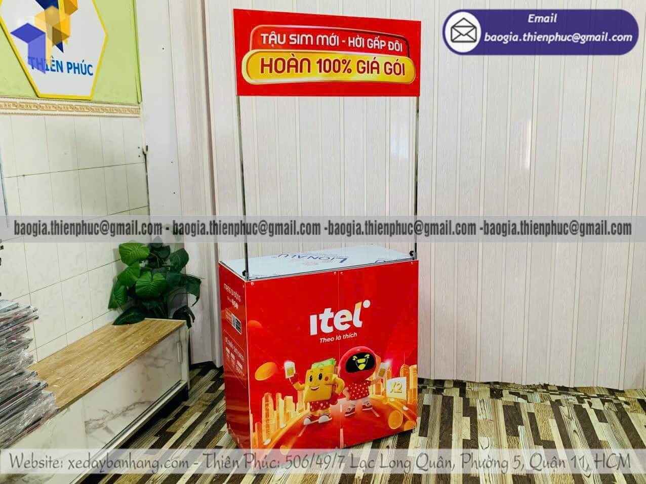 Quầy sắt cho PG giới thiệu sản phẩm mới di động cho shop siêu thị thương hiệu