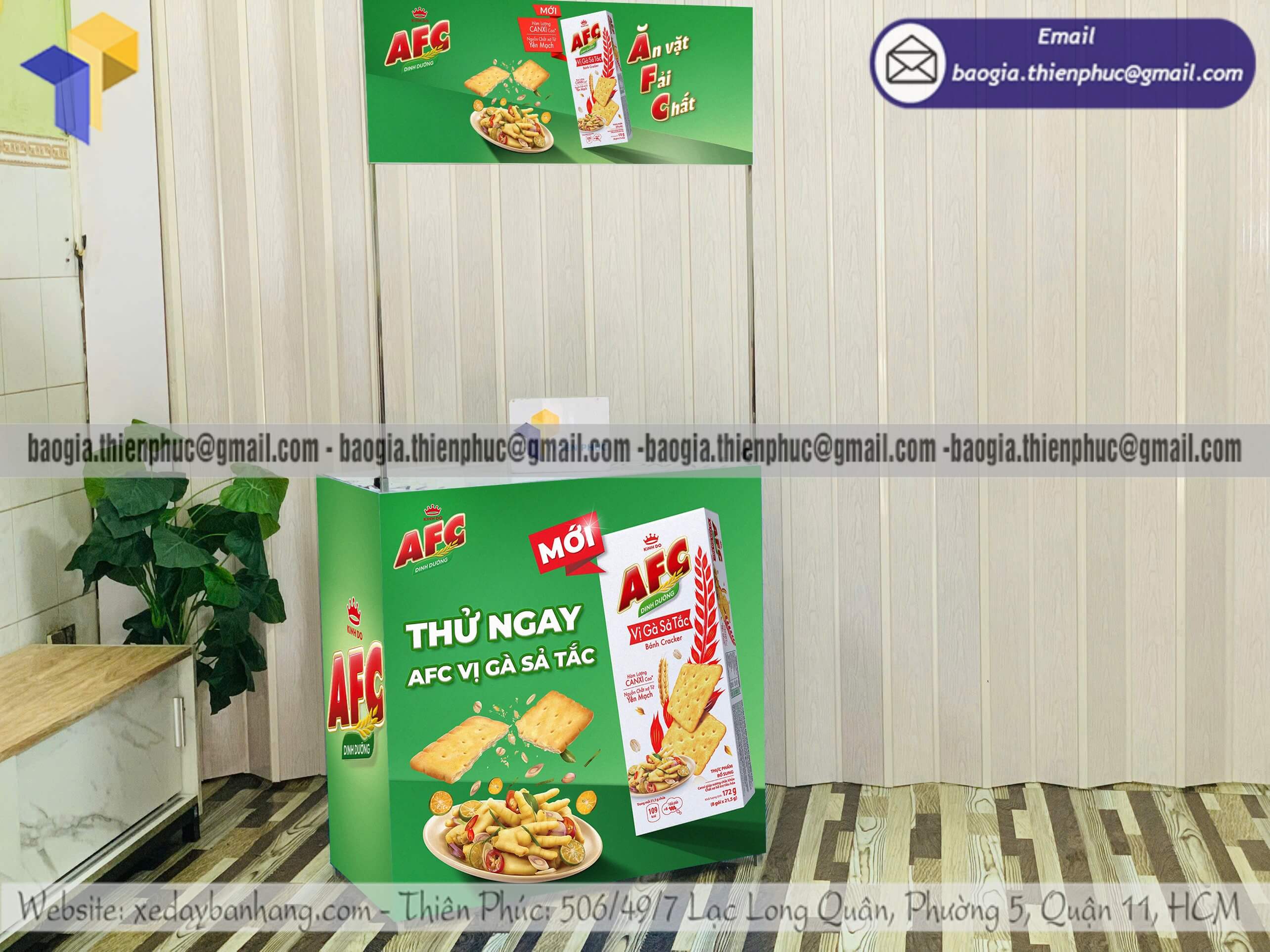 Quầy sắt sampling di động trưng bày sản phẩm đẹp giá rẻ cho chương trình makerting