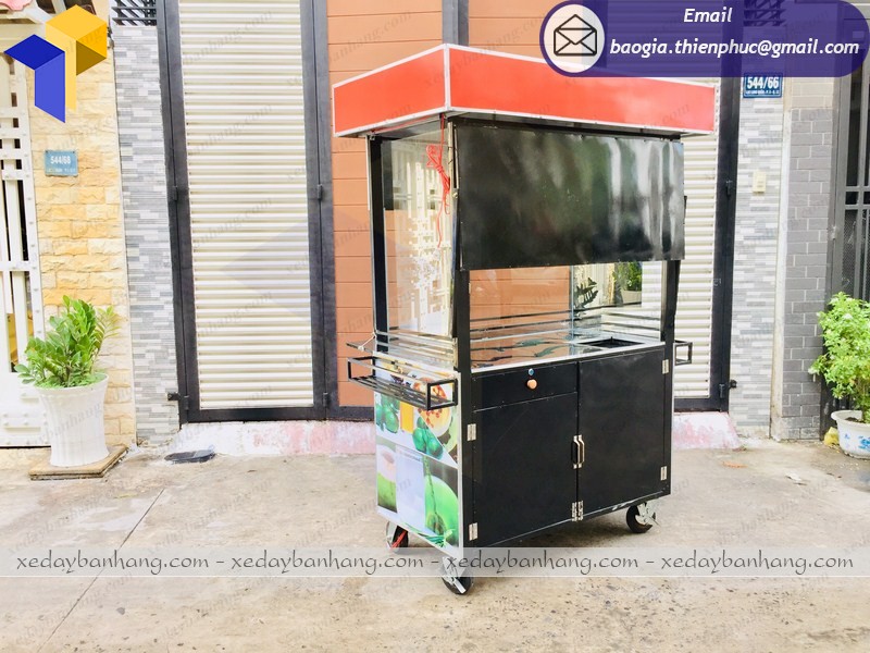 quầy xe đẩy bán cam ép inox