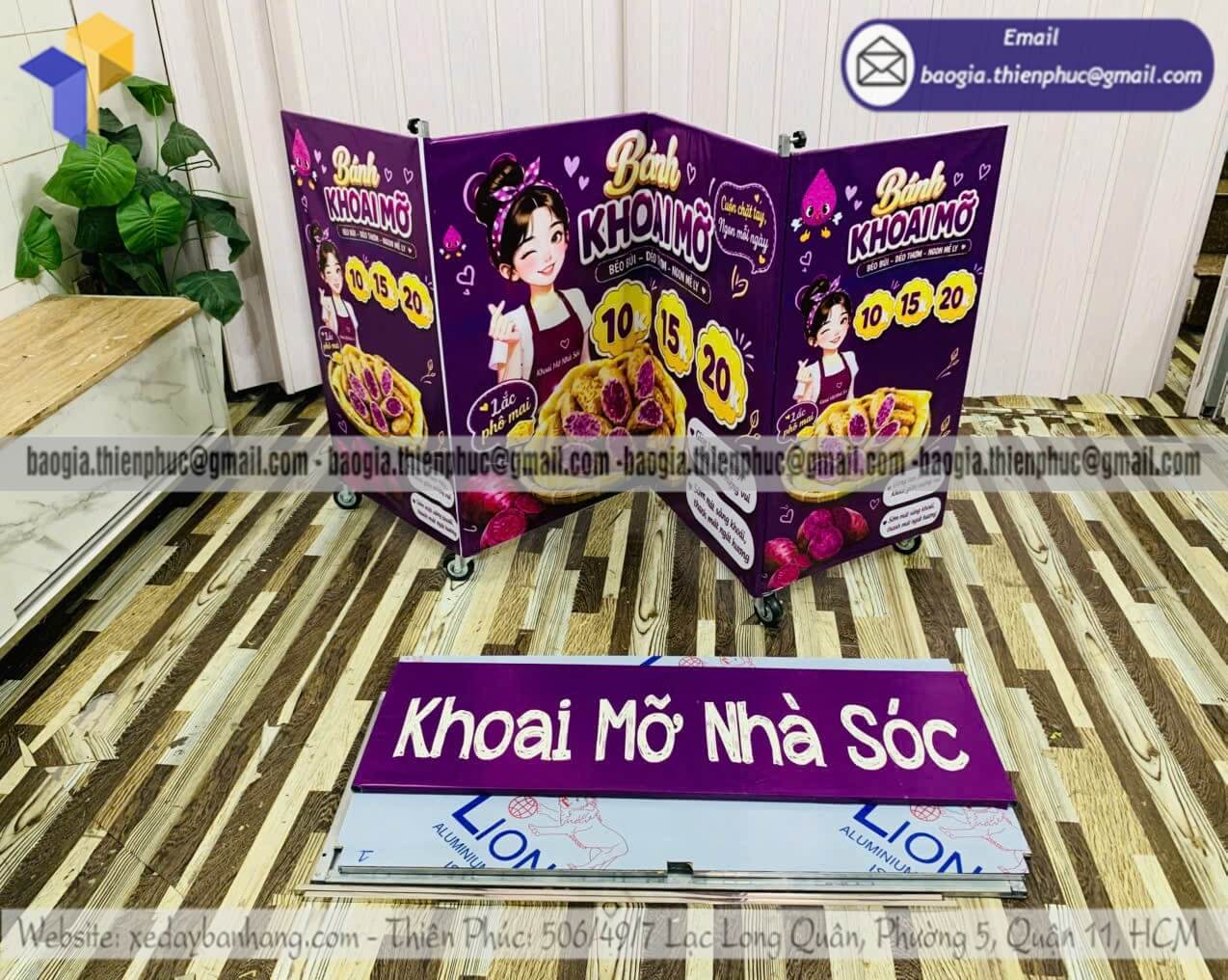 Quầy xếp bán bánh khoai mỡ vỉa hè theo yêu cầu thiết kế theo ý muốn