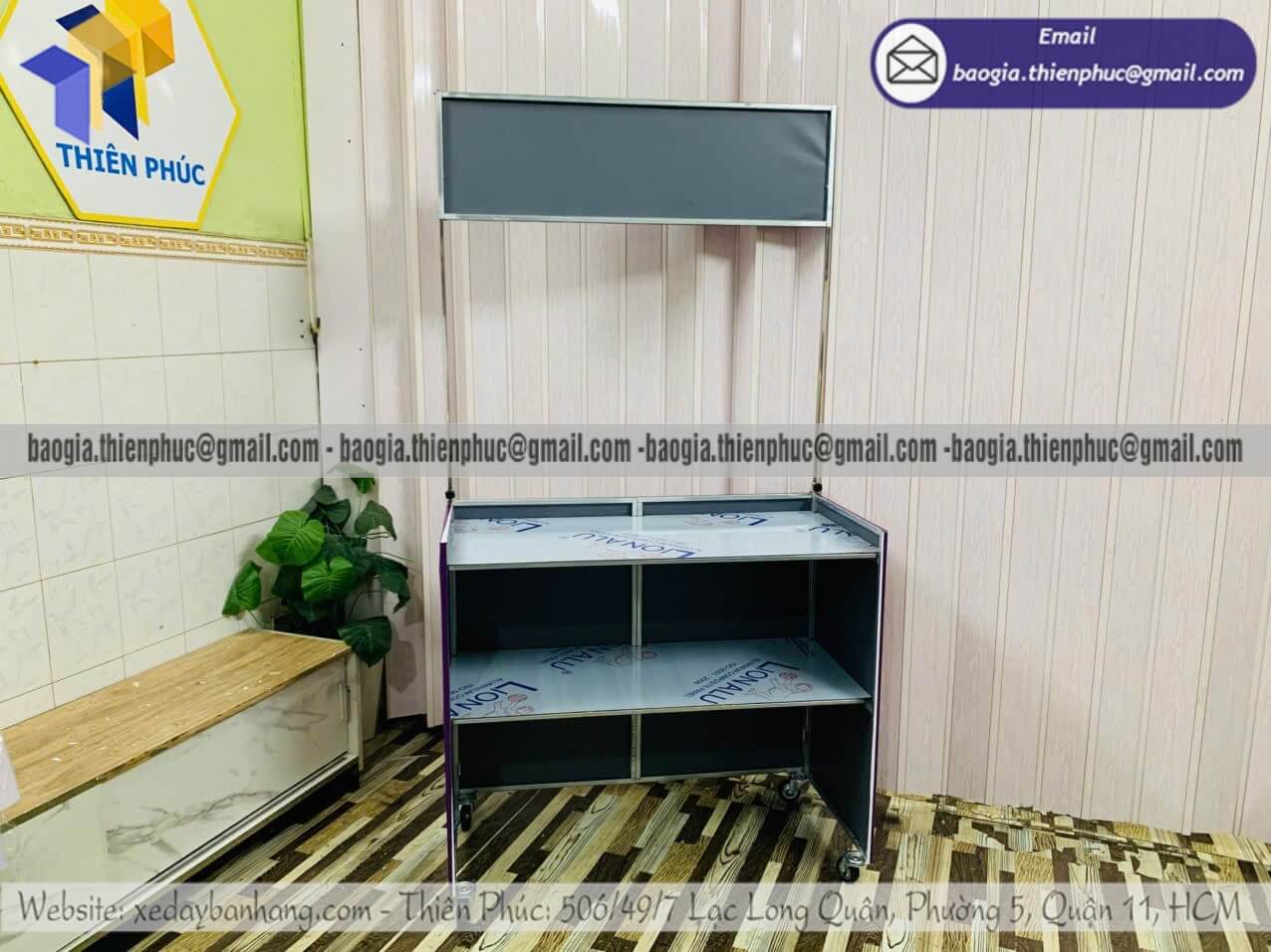 Quầy xếp bán bánh khoai mỡ vỉa hè theo yêu cầu xưởng Thiên Phúc nhận gia công theo idea