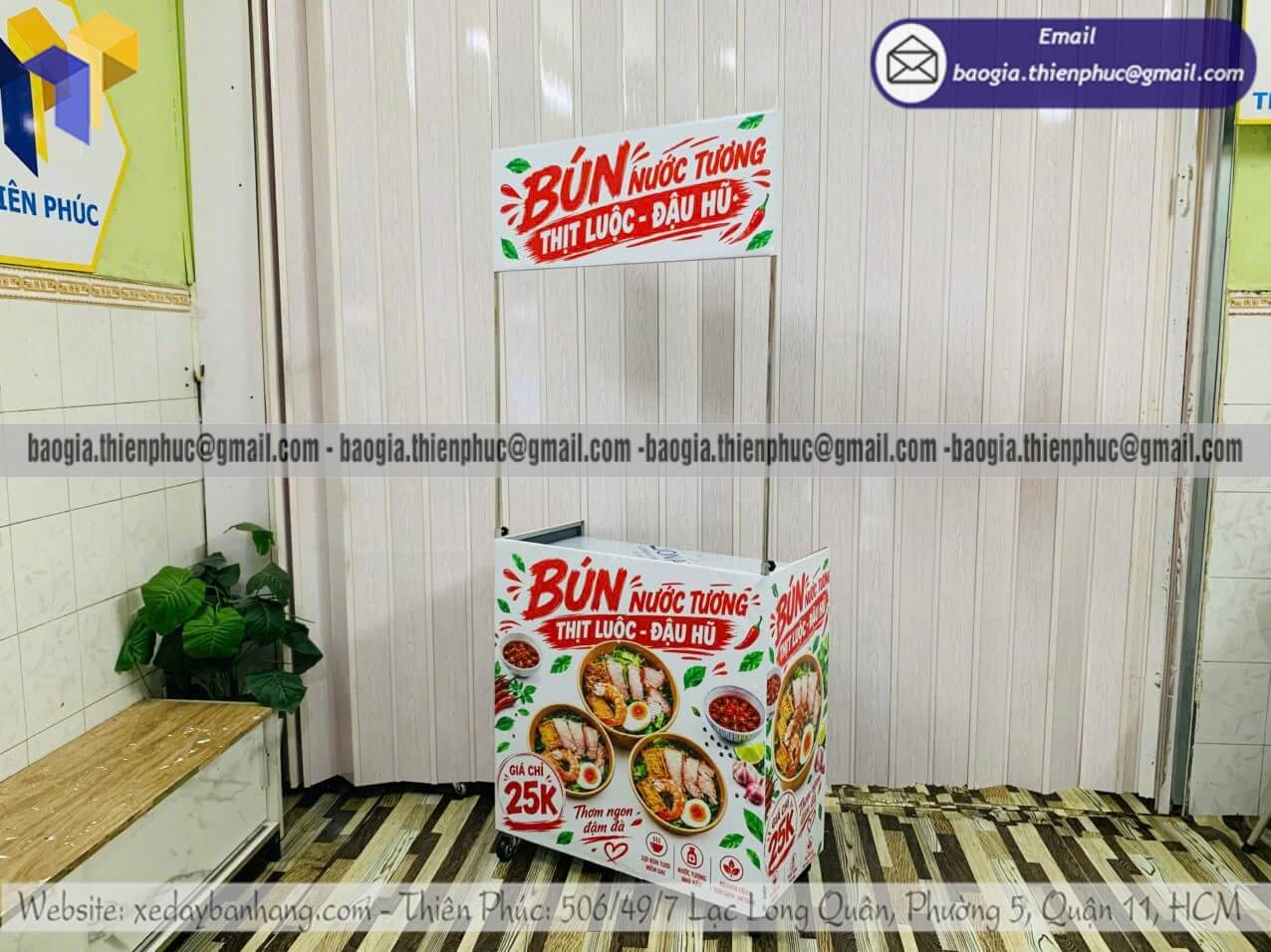 Quầy xếp bán bún thịt luộc di động dựng bán vỉa hè xưởng Thiên Phúc giá tốt
