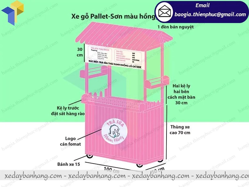 sản xuất tủ bán trà sữa bằng gỗ